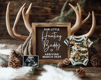 Hunting Baby Announcement: Rustic Social Media Pregnancy Reveal (Digital)