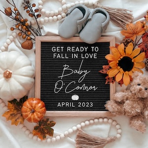 Fall Digital Pregnancy Announcement Neutral, Autumn Baby Announcement Digital For Social Media, Facebook, Instagram, Fall Pregnancy Reveal