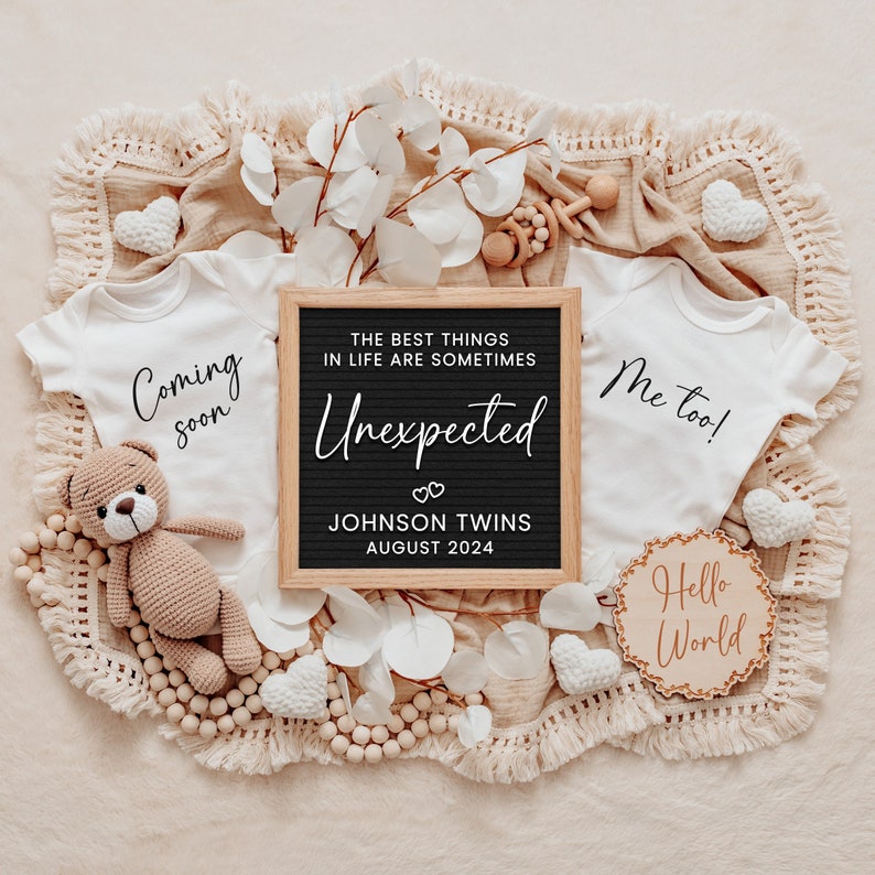 Unexpected Twin Pregnancy Announcement Digital, Twin Baby Announcement Editable Template for Social Media, Twins Reveal, Digital Download image 7