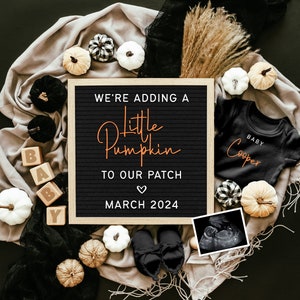 Fall Pregnancy Announcement Template: Little Pumpkin Social Media (Digital)