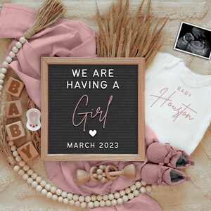 Girl Pregnancy Announcement Digital, Boho Baby Announcement Digital For Social Media, Facebook, Instagram, Baby Girl Reveal