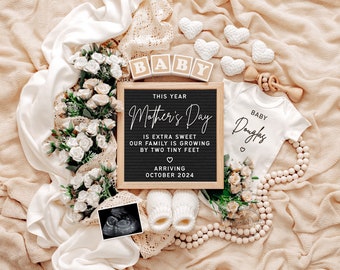 Mother's Day Baby Announcement Digital, Pregnancy Reveal, Editable Template, Social Media Instagram Facebook, Gender Neutral, Personalized