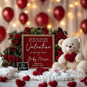 Valentines Day Pregnancy Announcement Digital, Little Valentine Reveal, Baby Announcement, Gender Neutral Template, Social Media, VDay Baby