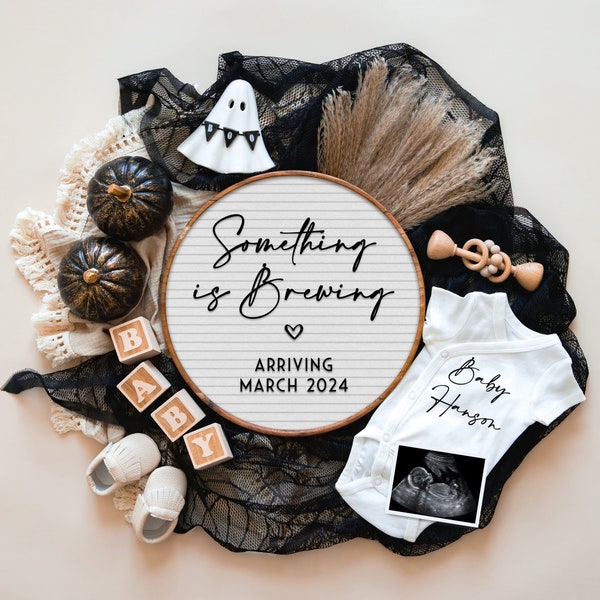 Halloween Digital Pregnancy Announcement For Social Media, Pregnancy Reveal Digital, Announcing Pregnancy To, With Ultrasound Or Without