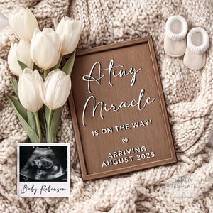 Faire-part de bébé miracle numérique, Révélation de grossesse simple, modèle Instagram modifiable, tulipes et motif floral, grossesse 2 3 4 5