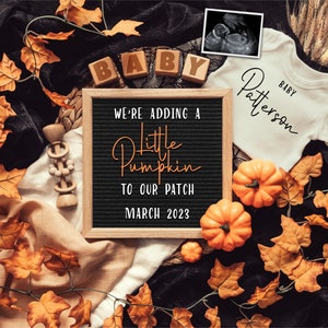 Halloween Baby Announcement: Pumpkin Patch Pregnancy Reveal (Digital)