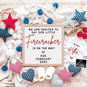 4th of July Pregnancy Announcement Digital for Social Media Instagram & Facebook • 4th of July Baby Announcement • Little Firecracker