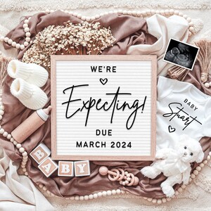 Neutral Digital Pregnancy Announcement for Social Media (Corjl Editable)