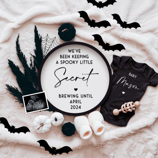 Halloween Digital Pregnancy Announcement For Social Media, Pregnancy Reveal Digital, Announcing Pregnancy To, With Ultrasound