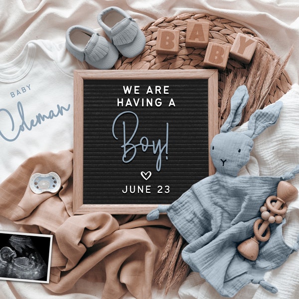 Jongen zwangerschap aankondiging digitale Boho, Baby Boy aankondiging digitaal voor sociale media, Facebook, Instagram, Baby Boy Reveal Digital