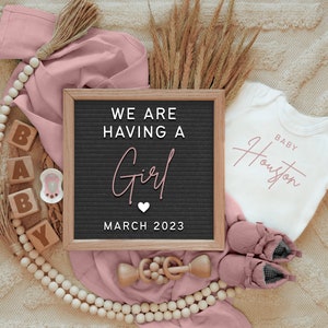 Girl Baby Announcement Digital, Boho Digital Pregnancy Announcement For Social Media, Facebook, Instagram, Baby Girl Reveal