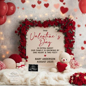 Valentine&#39;s Day Baby Announcement: Boho Social Media Pregnancy Reveal (Digital)