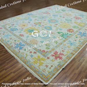 Multi colour oushak Rug 8x10/9x12/10x14 Hand Knotted Oushak Vintage Rugs For, Living Room Rug, Bedroom Rug fast delivery!!!