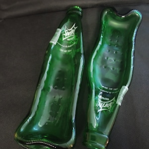 Beautiful slumped glass Sprite bottle, glass dish, glass ashtray, upcycled glass bottle, glass coin dish, cigar rest, spoon rest, etc.