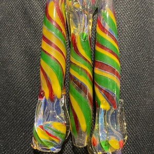 Rasta glass pipe, Rastafarian pipe, Rasta colors pipe, handblown glass pipe, color changing glass pipe, glass tobacco pipe, heavy glass pipe