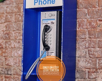 Miniature American wall payphone in 1:12 scale