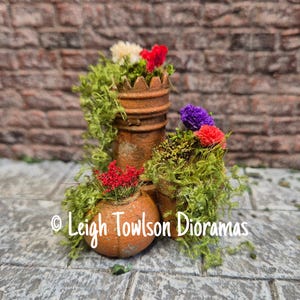 Terracotta planter set for dolls house 1/12