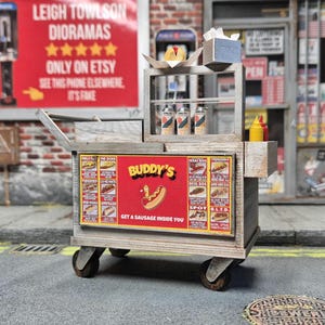 Miniaturowy stragan z hotdogami w skali 1/12
