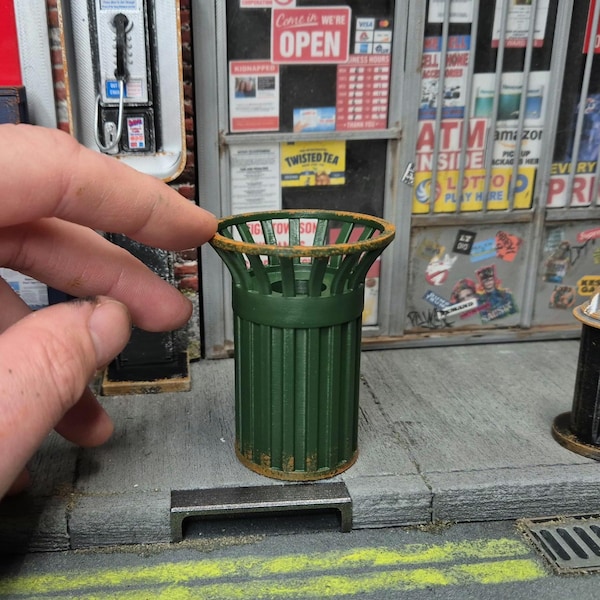 NYC street trash can for diorama doll house