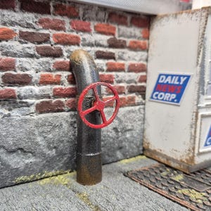 Water pipe with valve wheel 1/12 diorama