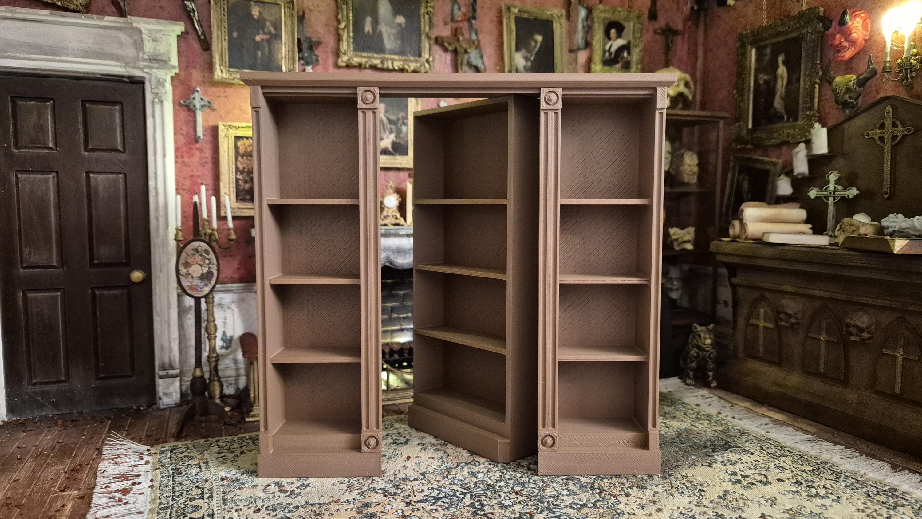Victorian Bookcase With Secret Murphy Door for Dolls House 1/12