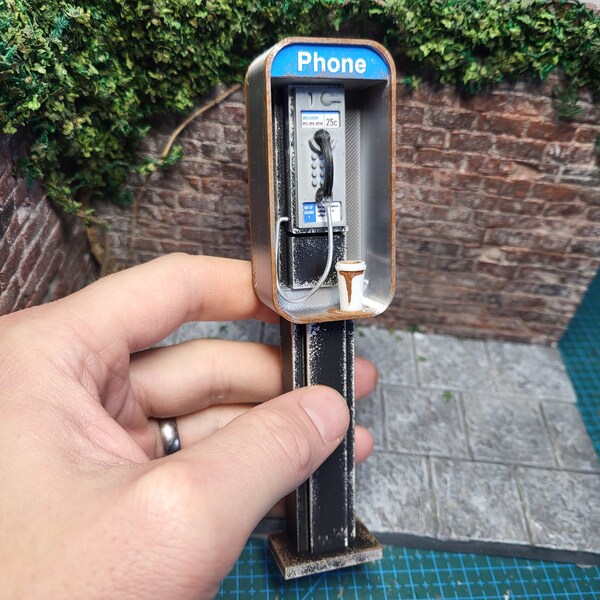 Miniature American payphone in 1:12 scale