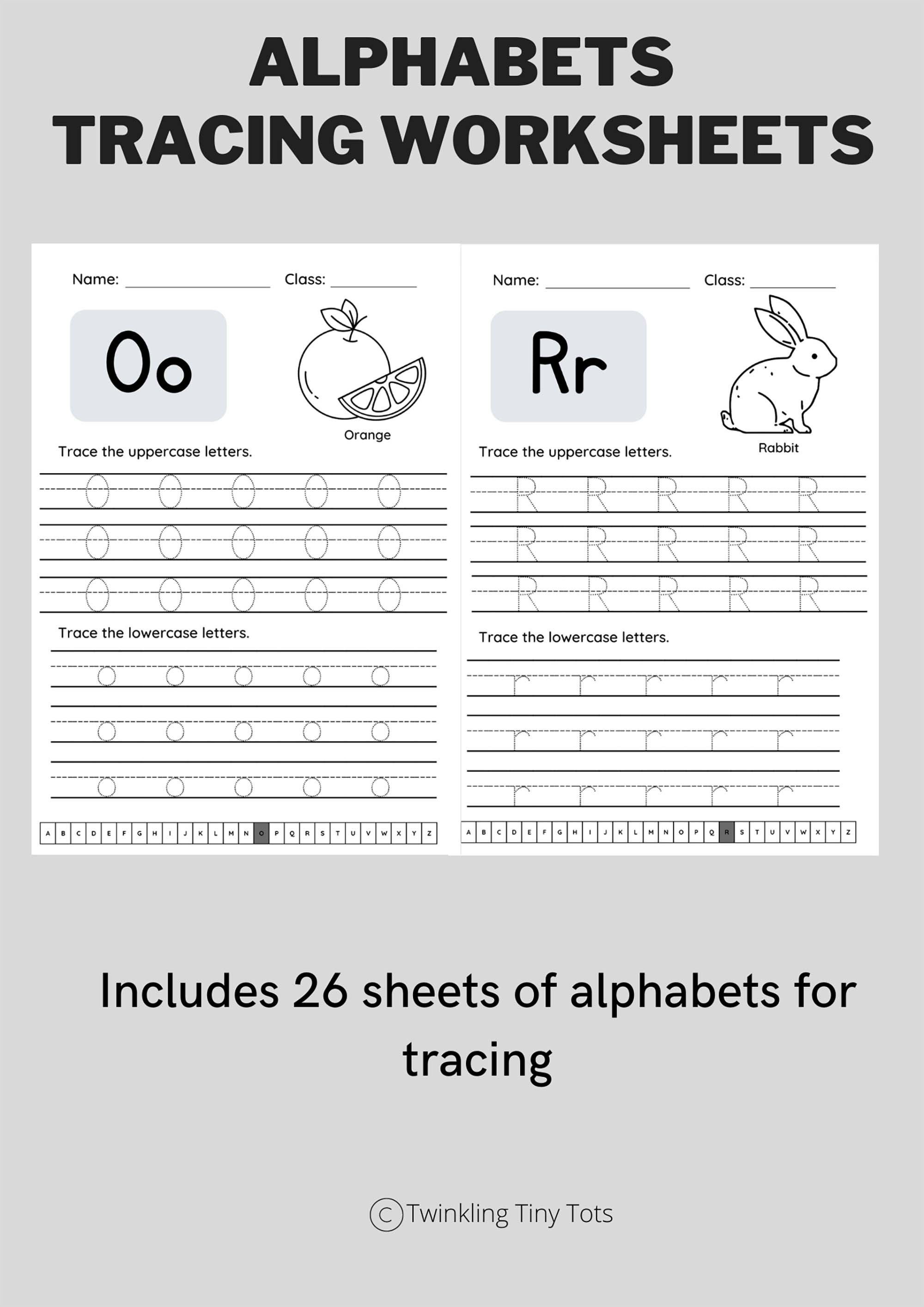 26 Letters Alphabets Tracing Worksheet / Color and Trace Alphabets ...