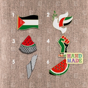 Watermelon Palestine Flag Enamel Pins Free Palestine Protest Arab Muslim Palestine Collar Enamel Pins Jeans Enamel Pins Backpack Pins Set image 2