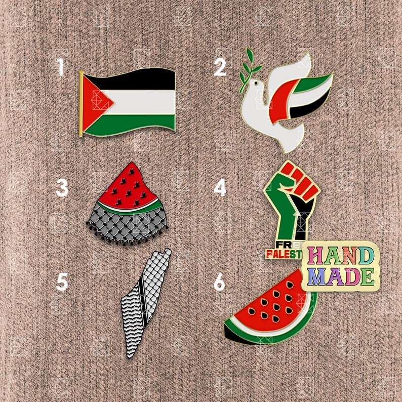 Épinglettes émaillées du drapeau de la Palestine pastèque, protestation gratuite contre la Palestine, collier arabe musulman de Palestine, épingles émaillées, épingles émaillées pour jean, ensemble d'épingles pour sac à dos image 2