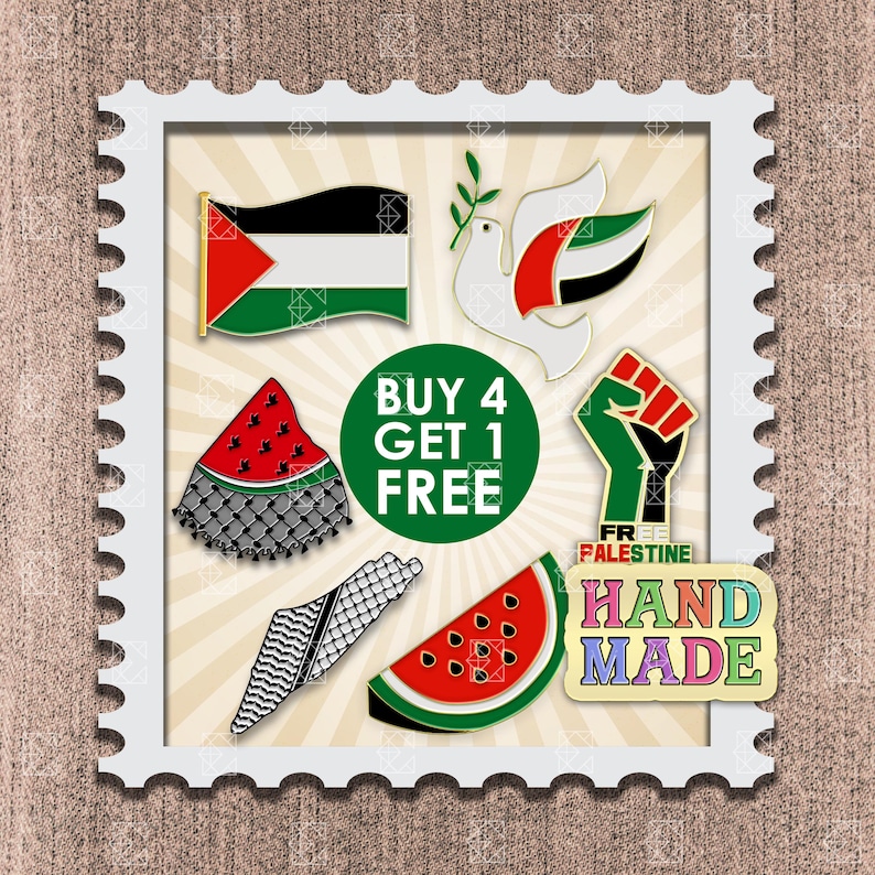Épinglettes émaillées du drapeau de la Palestine pastèque, protestation gratuite contre la Palestine, collier arabe musulman de Palestine, épingles émaillées, épingles émaillées pour jean, ensemble d'épingles pour sac à dos image 1