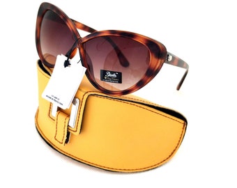 Giselle Cat Eye Sonnenbrille: Braunes Schildpatt, Gelbes Gehäuse