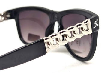 CHANEL Vintage Sunglasses Black Oval Squared Cateye White  display picture 3