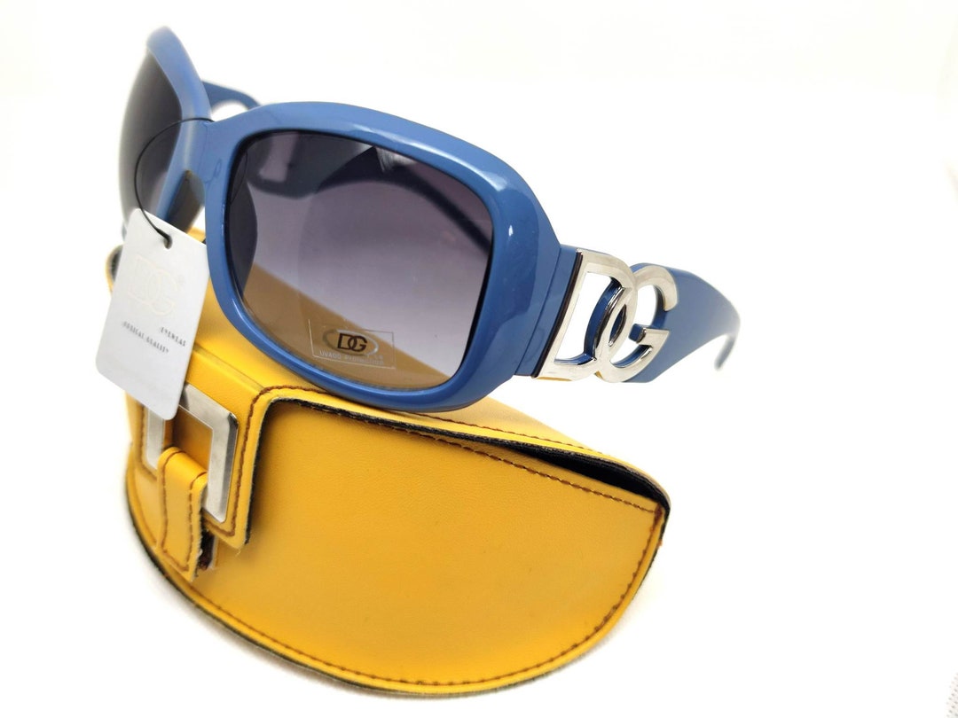 Blue Oversized Square Sunglasses | Luxe Gold Accent Designer Inspired Shades Thick Frame Square Sunglasses Men Women Fashion Luxury  main image 4