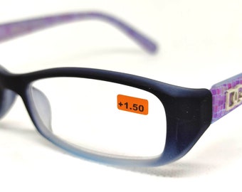 Brand new Slim Reading Glasses + 1.50 Celebrity Stylish purple design Eyewear womens Holiday Festival Fashion UK