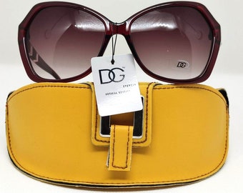 Oversized Butterfly Sunglasses: Retro 70s Red Wine Hexagonal Shades with Yellow Case