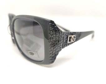 Oversized Butterfly Sunglasses: Grey Animal Leather Effect, Designer Style