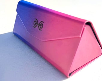Foldable Glasses Case: Luxury Blue Pink Magnetic Pouch