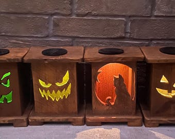 Wooden Halloween Lanterns