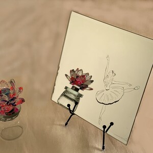 Square Mirror with Ballerina Design (20x20cm) on a stand