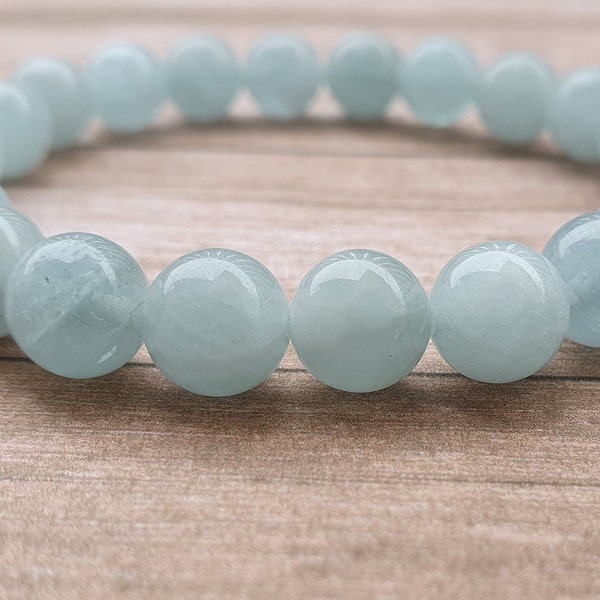 Aquamarine 6mm 8mm 10mm Stretch Bracelet | natural stone bracelet | Beaded bracelet made of natural stones | Bead Bracelet