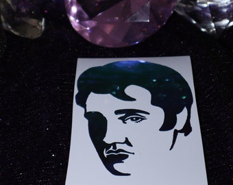 Elvis Head Vinyl Decal in Shimmering Holographic or Alternate Colors Made from Long-Lasting Quality Vinyl