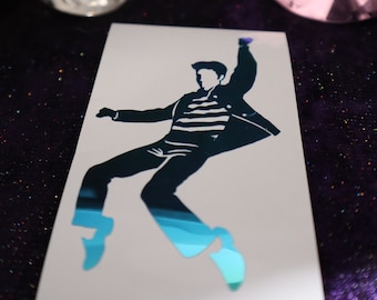 King of Rock & Roll Vinyl Decal in Shimmering Holographic or Alternate Colors Made from Long-Lasting Quality Vinyl