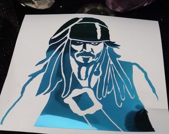 Jack Sparrow Inspired Vinyl Decal in Shimmering Holographic or Alternate Colors Made from Long-Lasting Quality Vinyl