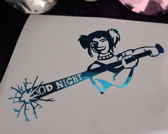 Harley Quinn Goodnight Vinyl Decal in Shimmering Holographic or Alternate Colors Made from Long-Lasting Quality Vinyl