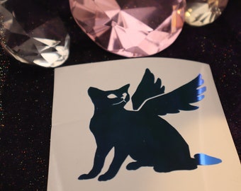 Fairy Cat Vinyl Decal in Shimmering Holographic or Alternate Colors Made from Long-Lasting Quality Vinyl