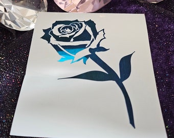 Rose Vinyl Decal in Shimmering Holographic or Alternate Colors Made from Long-Lasting Quality Vinyl
