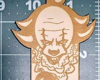 Leather Engraved Bookmark. Personalized Custom keepsake. The Dancing Clown