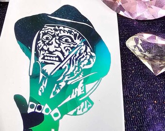 Freddy Inspired Vinyl Decal in Shimmering Holographic or Alternate Colors Made from Long-Lasting Quality Vinyl