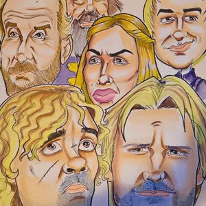 Caricature Portrait- 5 Faces in Color