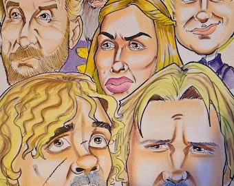 Caricature Portrait- 5 Faces in Color